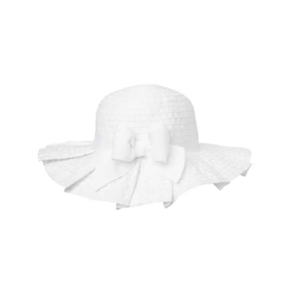 Janie and Jack Pleated Ribbon Hat in White Size 0-3 Months